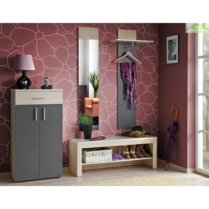 Ensemble OSLO armoire à chaussures, banc avec rangement, portemanteau