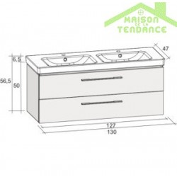 Ensemble meuble & lavabo RIHO ALTARE SET 35   en bois stratifié  130x47 x H56,5 cm