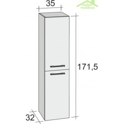 Armoire de douche à 2 portes gauche RIHO ALTARE en bois stratifié 35 x 32 x 171,5 cm