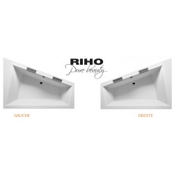 Grande baignoire d'angle acrylique RIHO DOPPIO 180x130 cm avec 2 poignées intégrées