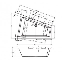 Grande baignoire d'angle acrylique RIHO DOPPIO 180x130 cm avec 2 poignées intégrées