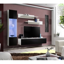 Ensemble meuble TV mural FLY-G de haute brillance avec LED