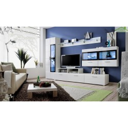 Ensemble meuble TV  KRONE II noir et blanc de haute brillance avec LED