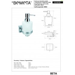 Distributeur de savon liquide & porte-savon magnétique BETA 7,5x16x10cm /200ml