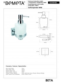 Distributeur de savon & porte-savon magnétique BETA 200 ml