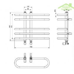 Radiateur sèche-serviette design vertical DORA 70x40 cm en chrome 