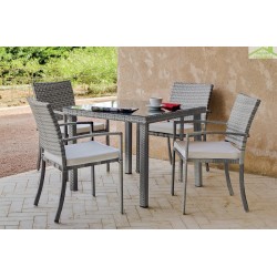 Ensemble table de jardin 60x55 cm et 4 chaises SET RIMINI HEVEA