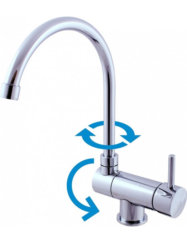 Mitigeur évier rond SEINA pivotant en chrome H. 30 cm