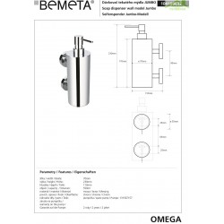 Distributeur de savon liquide  OMEGA en chrome 5,5x17,5x8,5cm / 150ml