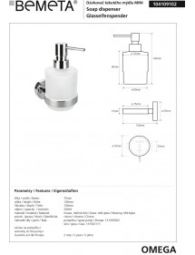 Distributeur de savon liquide en verre OMEGA 10x15x7,5cm / 200ml