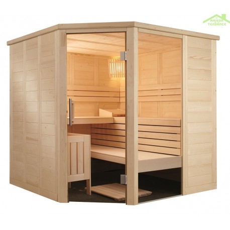 Cabine de Sauna d’angle ALASKA CORNER de SENTIOTEC 206x206 cm