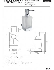 Distributeur de savon liquide en chrome et en verre VIA 6,5 x15x 12cm / 250ml