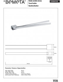 Porte serviette double pivotant VIA en chrome 4,6 x 3,2 x 44,5 cm