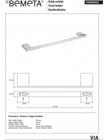 Porte serviette VIA en chrome 45,7 x2 x5,9 cm