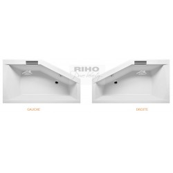 Baignoire acrylique RIHO d'angle GETA 160x90 cm avec une poignée intégrée