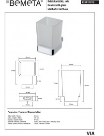Porte-verre mural en chrome et en verre VIA 6,4 x10 x9,7 cm