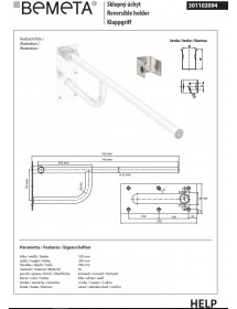 Barre d'appui relevable HELP en blanc comaxite 76x25x10cm