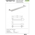 Porte-serviettes Double NEO en acier inoxydable 65x11x5,5 cm