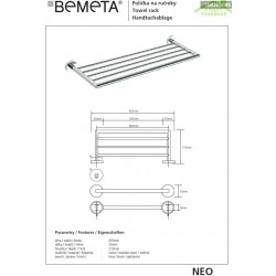 Etagère porte-serviettes NEO en acier inoxydable 65,5x5,5x21,5 cm