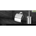 Dérouleur papier toilette avec couvercle OMEGA en chrome 14,5x15,5x9cm