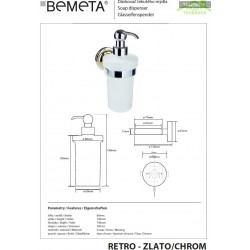 Distributeur de savon en verre RETRO chrome-or 8x19x14 cm / 300ml