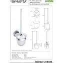 Goupillon de toilettes RETRO en laiton chromé, bol en verre 11x36x15 cm