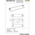 Porte-serviettes double RETRO en laiton chromé 66,5x12,5x11,5 cm