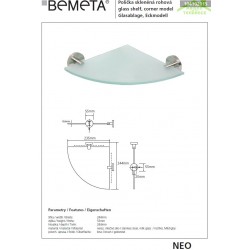 Etagère, tablette d'angle en verre NEO 24x24x5,5cm