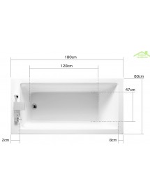 Baignoire acrylique rectiligne ARIA 130x70 à 180x80cm