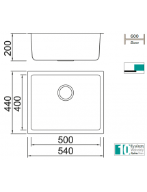 Évier à encastrer en acier inoxydable BALANE 54x44 cm