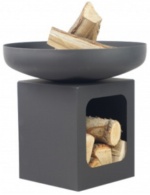 Brasero de jardin TONO 60 cm avec range bois en acier