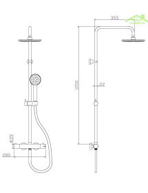 Colonne de douche thermostatique MAFANA avec douchette en inoxydable 105 cm