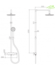 Colonne de douche baignoire thermostatique MAFANA avec douchette en inoxydable 105 cm