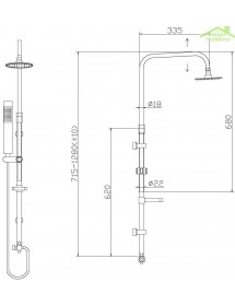 Set de douche mural chromé MAIRI avec douchette 128 cm Set de douche mural chromé MAIRI avec douchette 128 cm