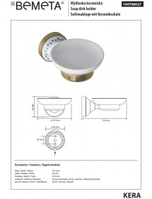 Porte-savon rond KERA en laiton et céramique 10,7 x6,6 x15 cm