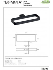 Anneau de serviette rectangulaire NERO en laiton noir 22 x11 x2 cm