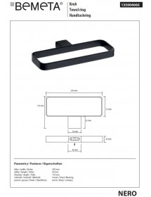 Anneau de serviette rectangulaire NERO en laiton noir 22 x11 x2 cm