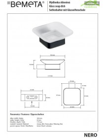 Porte-savon carré NERO en laiton noir et verre 10,3 x4,2 x11,7 cm