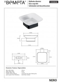 Porte-savon carré NERO en laiton noir et verre 10,3 x4,2 x11,7 cm