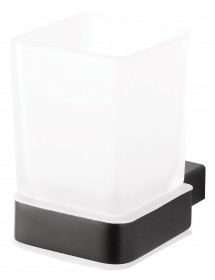 Porte-verre carré NERO en laiton noir et verre 6,4 x10 x9,7 cm