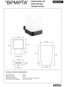 Porte-verre carré NERO en laiton noir et verre 6,4 x10 x9,7 cm