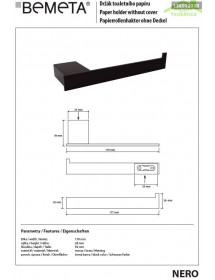 Dérouleur papier toilette mural NERO en laiton noir 17,9 x2,8 x5,9 cm Dérouleur papier toilette mural NERO en laiton noir 17,9 x2,8 x5,9 cm