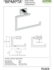 Anneau porte-serviette rectangulaire PLAZA en laiton chromé 12,5x6,5x21 cm