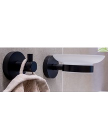 Porte-savon mural DARK en laiton noir et en verre DARK 11cm x 5,5cm x 12,9cm Porte-savon mural DARK en laiton noir et en verre DARK 11cm x 5,5cm x 12,9cm