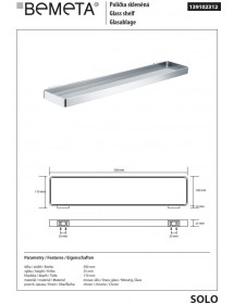 Etagère de douche murale SOLO en verre et chrome 50 x2,5 x11 cm