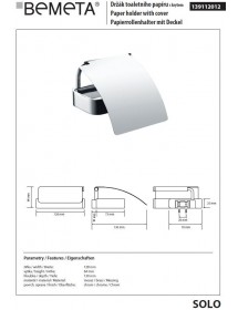 Dérouleur papier toilette SOLO en laiton chromé 12,9 x2,5 x8,2 cm