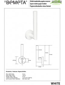 Recharge papier toilette mural WHITE en laiton blanc 5,5x 16,5x 6,5cm