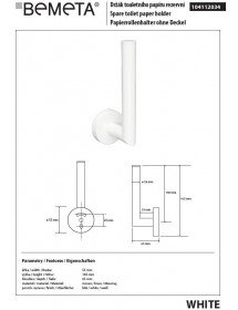 Recharge papier toilette mural WHITE en laiton blanc 5,5x 16,5x 6,5cm
