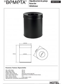 Poubelle de chambre HOTEL en comaxite noir ø 25 cm / 7,5 L