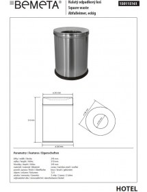 Poubelle de chambre HOTEL en acier brossé ø 24,5 cm / 7,5 L